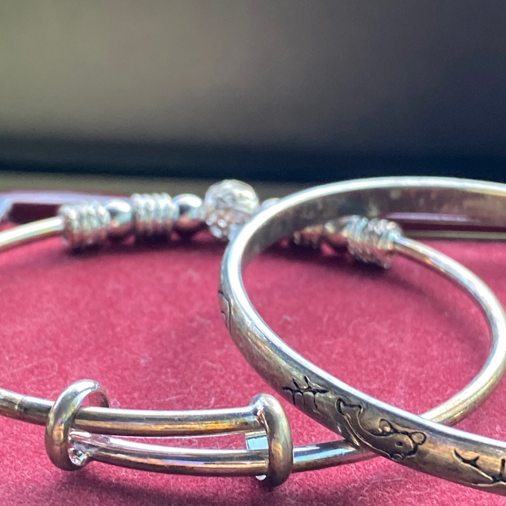 2 Vintage Silver Bangle Bracelets